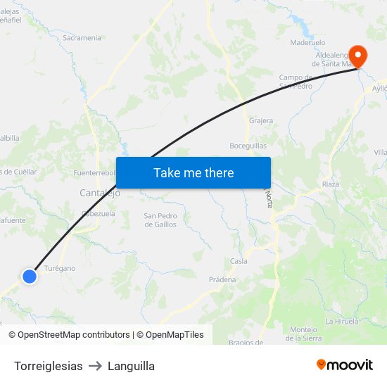 Torreiglesias to Languilla map