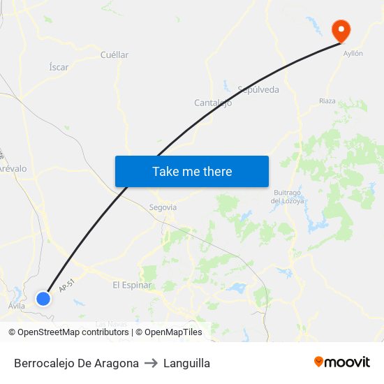Berrocalejo De Aragona to Languilla map