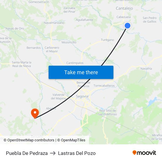 Puebla De Pedraza to Lastras Del Pozo map