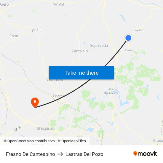 Fresno De Cantespino to Lastras Del Pozo map