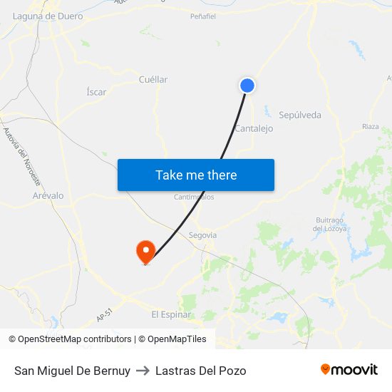 San Miguel De Bernuy to Lastras Del Pozo map