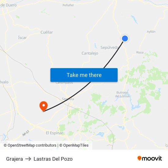Grajera to Lastras Del Pozo map