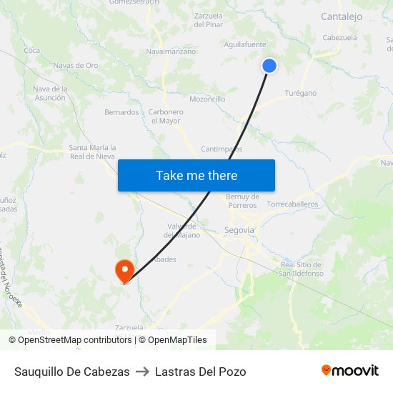 Sauquillo De Cabezas to Lastras Del Pozo map