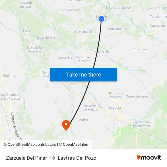 Zarzuela Del Pinar to Lastras Del Pozo map