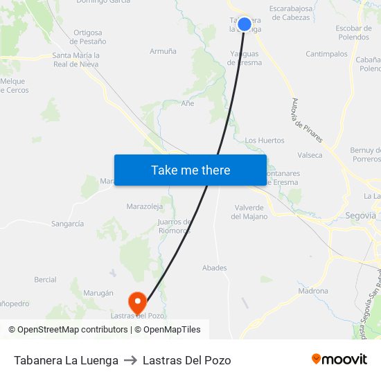 Tabanera La Luenga to Lastras Del Pozo map