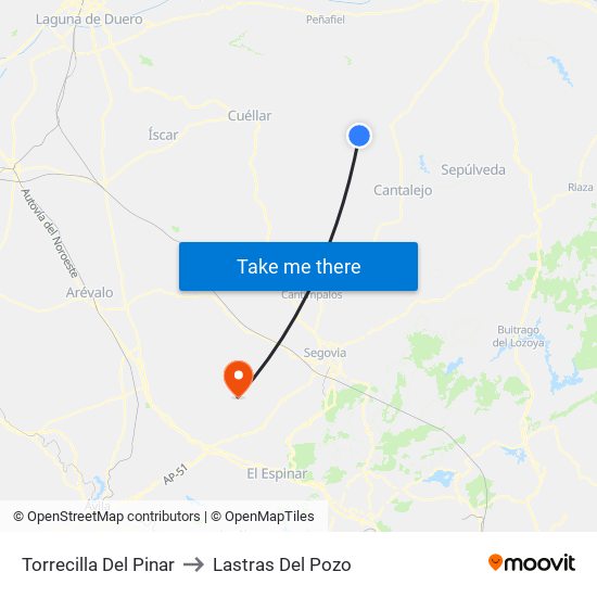 Torrecilla Del Pinar to Lastras Del Pozo map