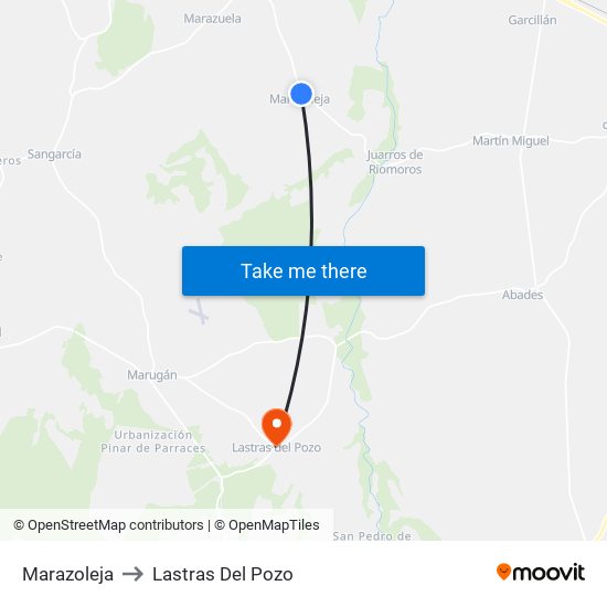 Marazoleja to Lastras Del Pozo map