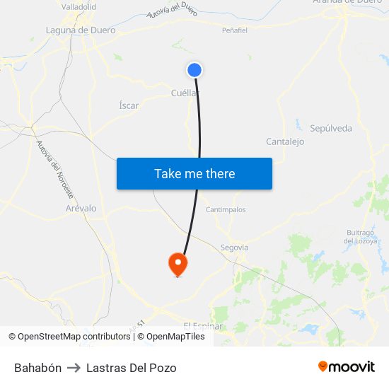 Bahabón to Lastras Del Pozo map