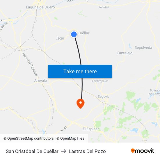 San Cristóbal De Cuéllar to Lastras Del Pozo map