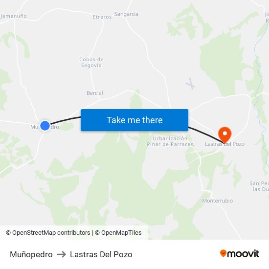 Muñopedro to Lastras Del Pozo map