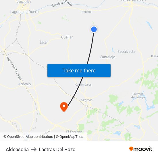 Aldeasoña to Lastras Del Pozo map