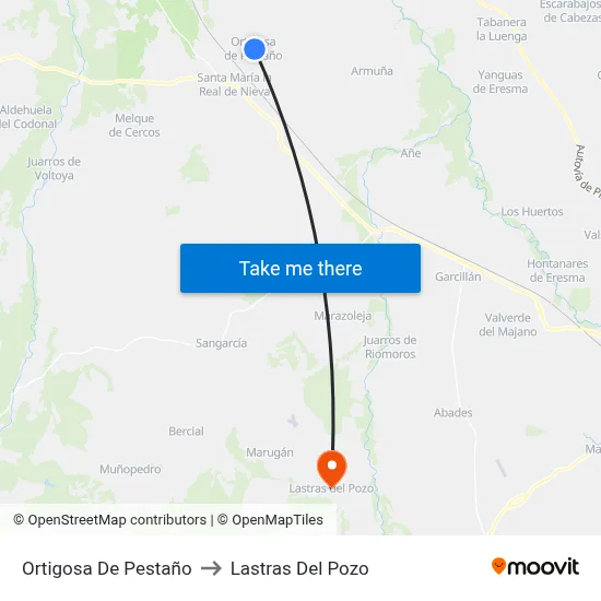 Ortigosa De Pestaño to Lastras Del Pozo map