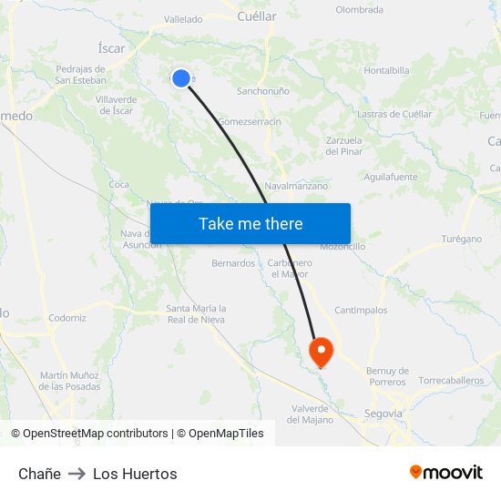 Chañe to Los Huertos map