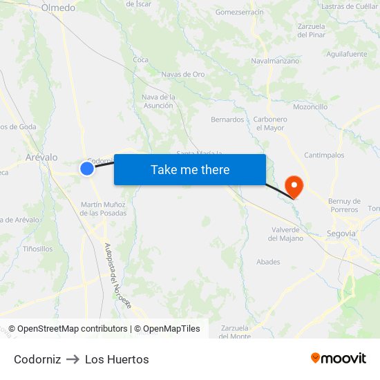 Codorniz to Los Huertos map