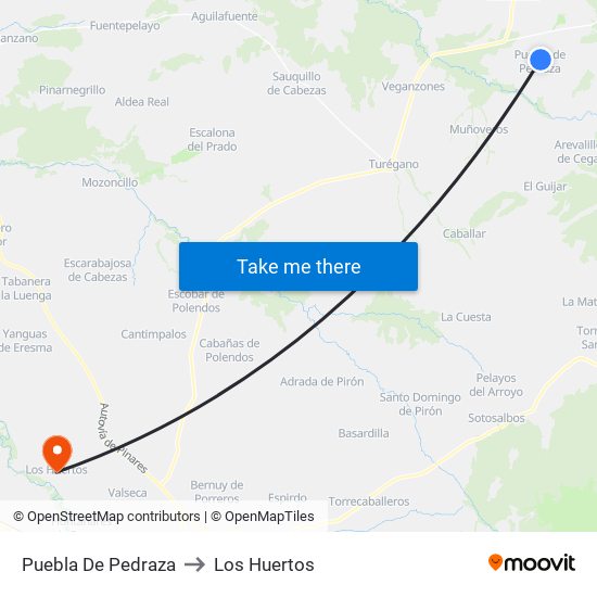 Puebla De Pedraza to Los Huertos map