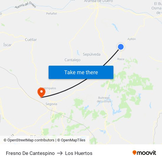 Fresno De Cantespino to Los Huertos map