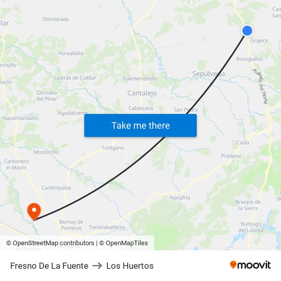 Fresno De La Fuente to Los Huertos map