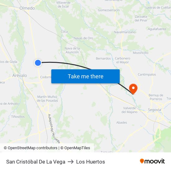 San Cristóbal De La Vega to Los Huertos map