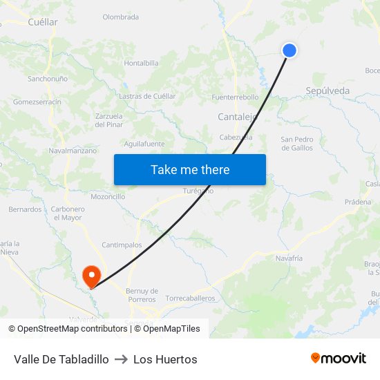 Valle De Tabladillo to Los Huertos map