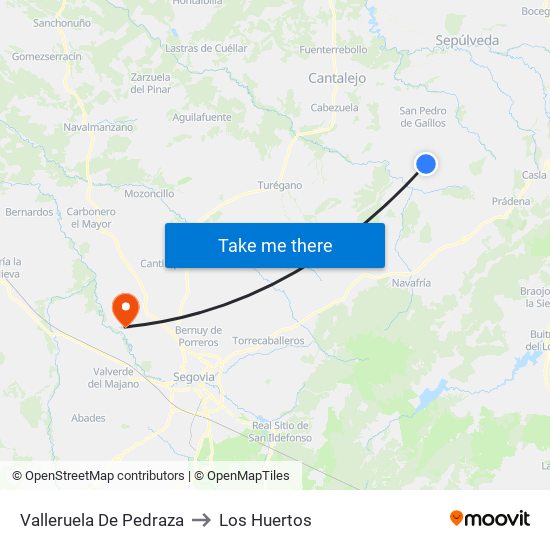 Valleruela De Pedraza to Los Huertos map