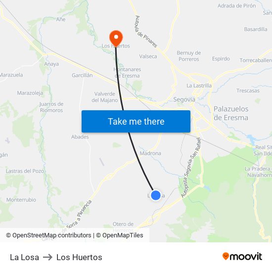 La Losa to Los Huertos map