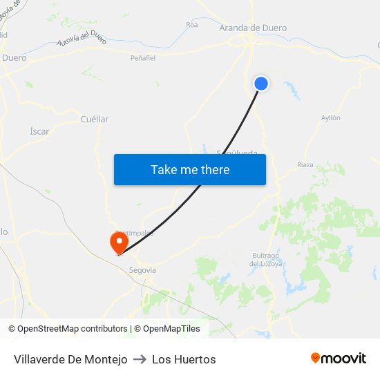 Villaverde De Montejo to Los Huertos map