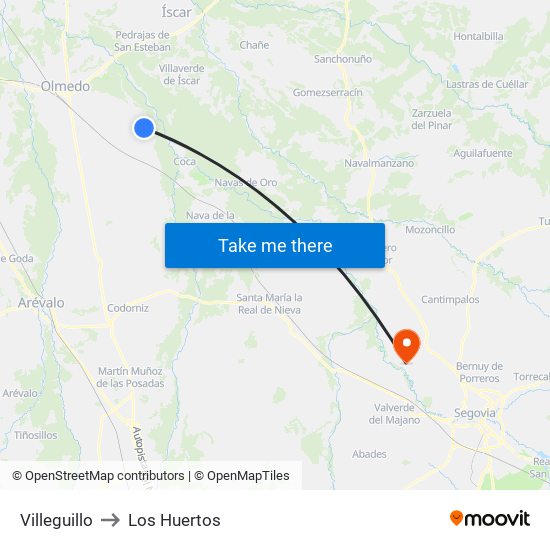 Villeguillo to Los Huertos map