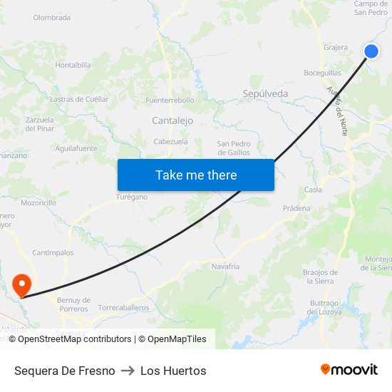 Sequera De Fresno to Los Huertos map