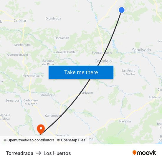 Torreadrada to Los Huertos map