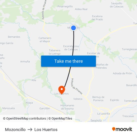 Mozoncillo to Los Huertos map