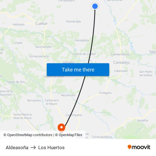 Aldeasoña to Los Huertos map