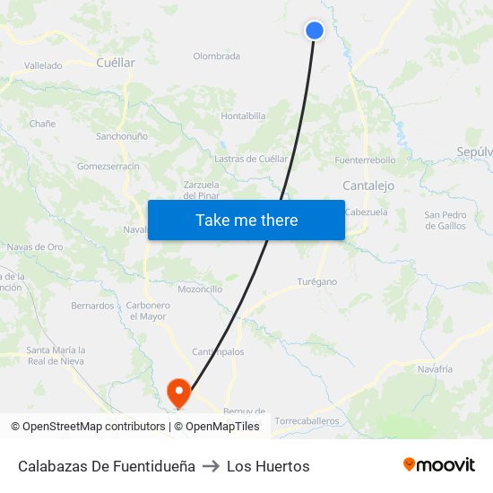 Calabazas De Fuentidueña to Los Huertos map