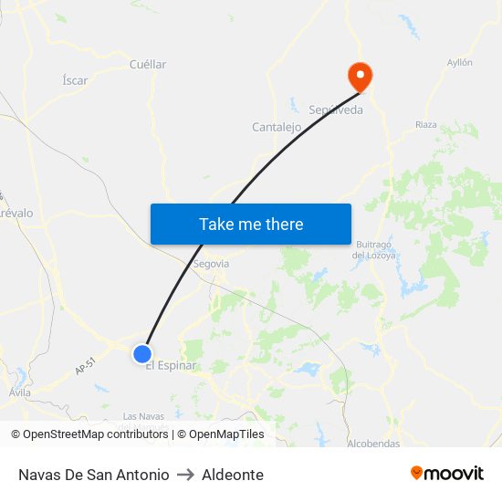 Navas De San Antonio to Aldeonte map