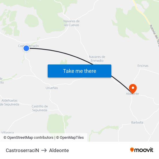 Castroserrací­N to Aldeonte map