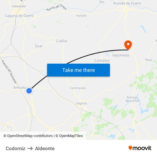 Codorniz to Aldeonte map