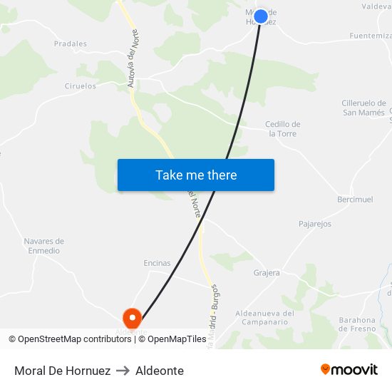 Moral De Hornuez to Aldeonte map
