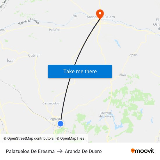 Palazuelos De Eresma to Aranda De Duero map