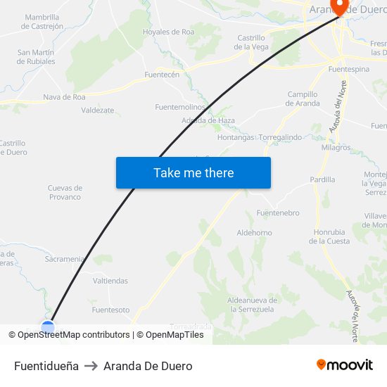 Fuentidueña to Aranda De Duero map