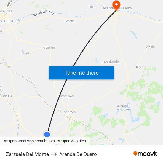 Zarzuela Del Monte to Aranda De Duero map