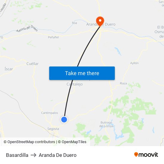 Basardilla to Aranda De Duero map