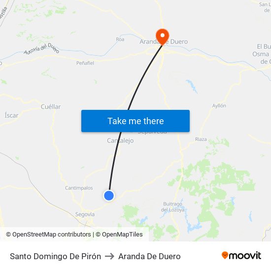 Santo Domingo De Pirón to Aranda De Duero map