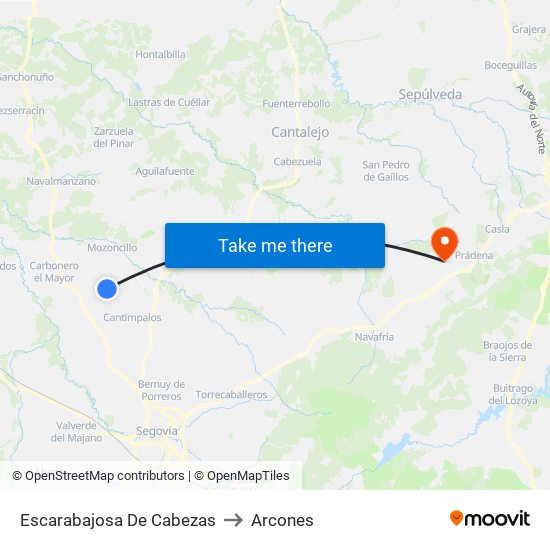 Escarabajosa De Cabezas to Arcones map