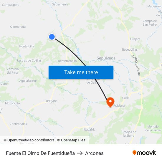 Fuente El Olmo De Fuentidueña to Arcones map