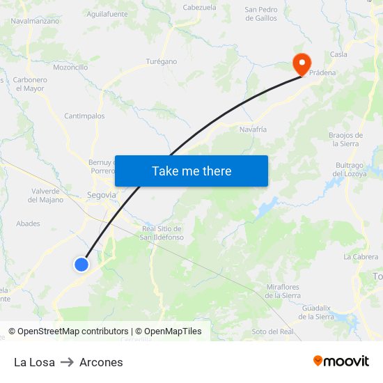 La Losa to Arcones map