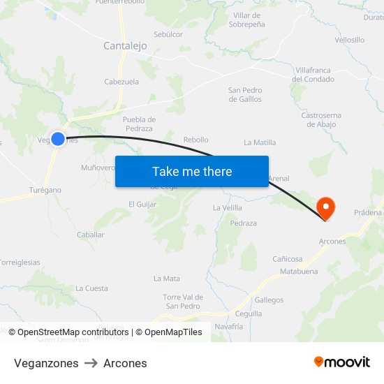 Veganzones to Arcones map