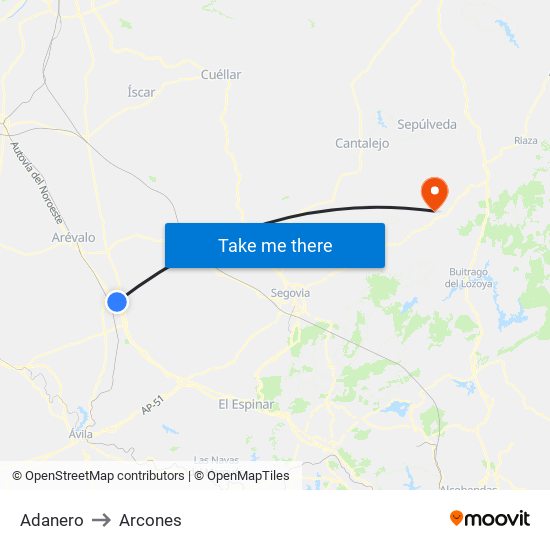 Adanero to Arcones map