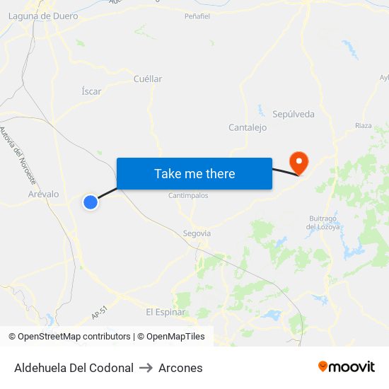 Aldehuela Del Codonal to Arcones map