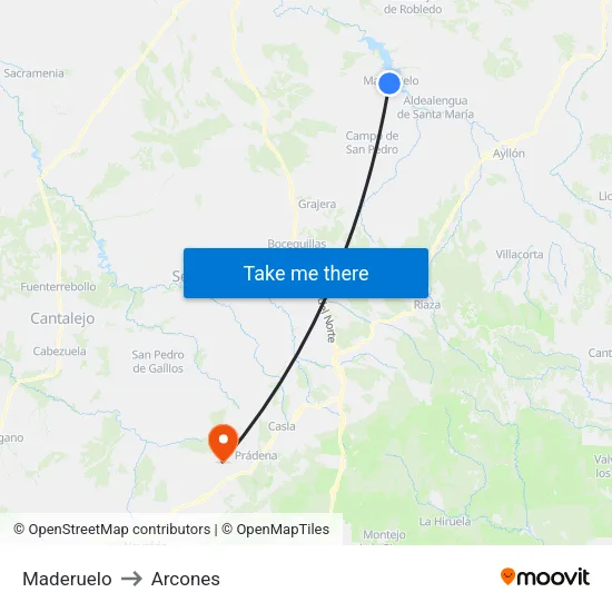 Maderuelo to Arcones map