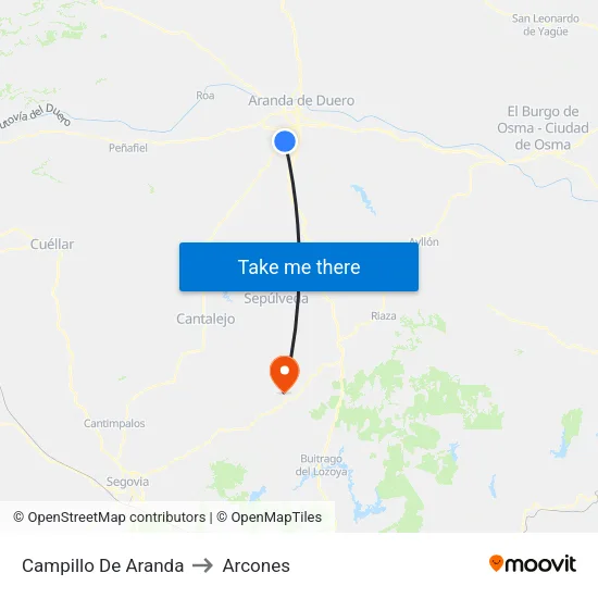 Campillo De Aranda to Arcones map
