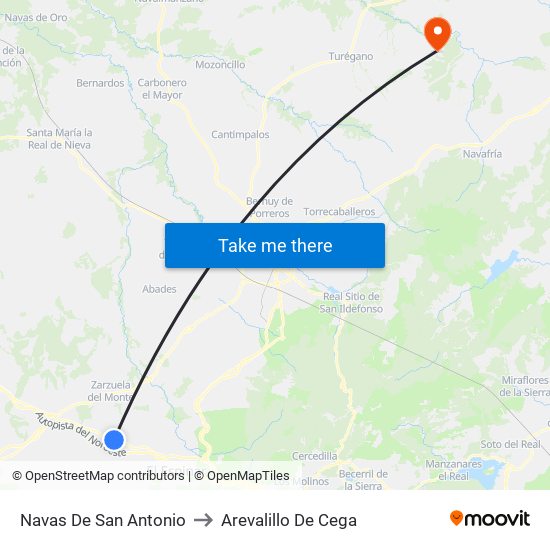 Navas De San Antonio to Arevalillo De Cega map